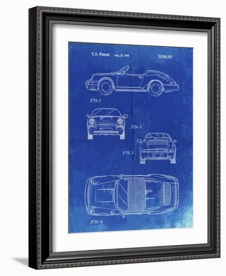 PP305-Faded Blueprint Porsche 911 Carrera Patent Poster-Cole Borders-Framed Giclee Print