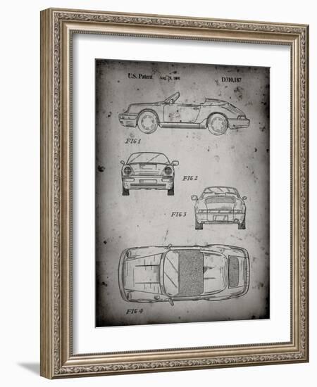 PP305-Faded Grey Porsche 911 Carrera Patent Poster-Cole Borders-Framed Giclee Print