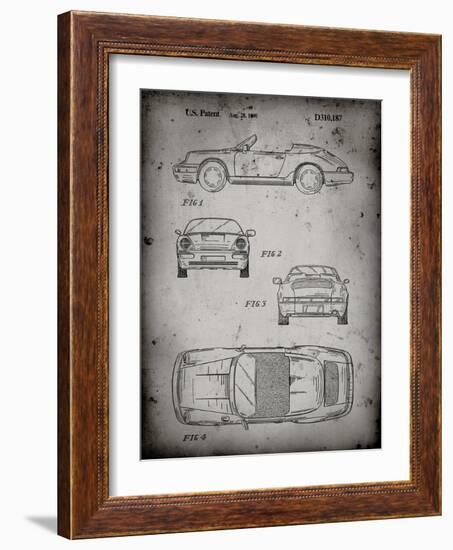 PP305-Faded Grey Porsche 911 Carrera Patent Poster-Cole Borders-Framed Giclee Print