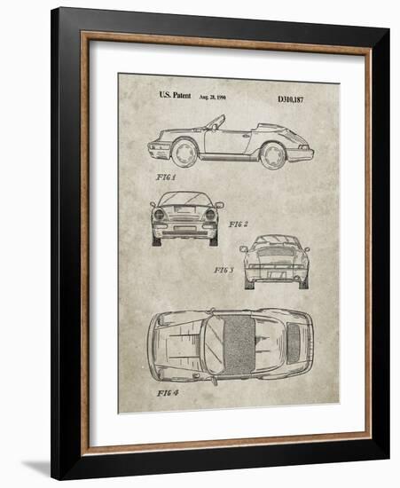 PP305-Sandstone Porsche 911 Carrera Patent Poster-Cole Borders-Framed Giclee Print