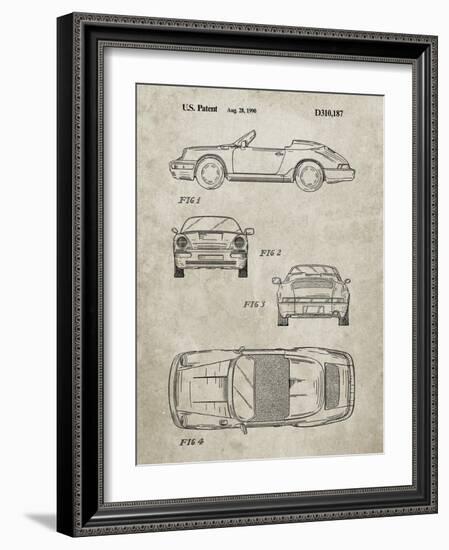 PP305-Sandstone Porsche 911 Carrera Patent Poster-Cole Borders-Framed Giclee Print