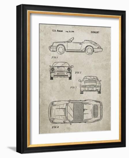 PP305-Sandstone Porsche 911 Carrera Patent Poster-Cole Borders-Framed Giclee Print