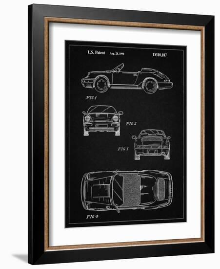 PP305-Vintage Black Porsche 911 Carrera Patent Poster-Cole Borders-Framed Giclee Print