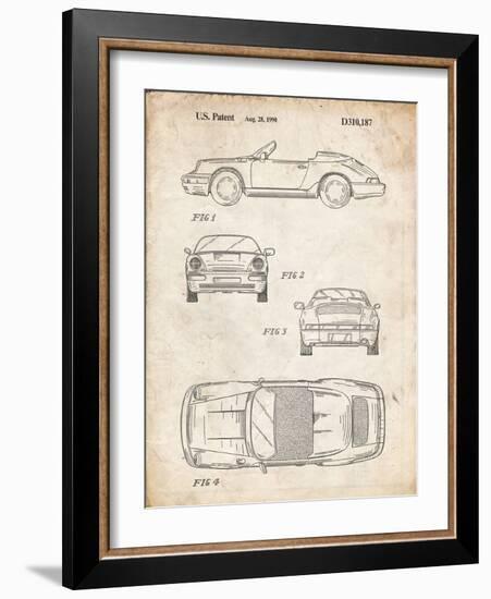 PP305-Vintage Parchment Porsche 911 Carrera Patent Poster-Cole Borders-Framed Giclee Print