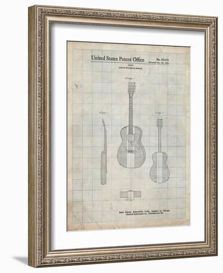 PP306-Antique Grid Parchment Buck Owens American Guitar Patent Poster-Cole Borders-Framed Giclee Print
