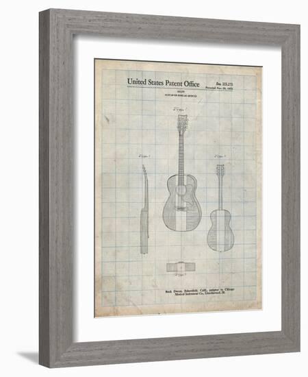 PP306-Antique Grid Parchment Buck Owens American Guitar Patent Poster-Cole Borders-Framed Giclee Print