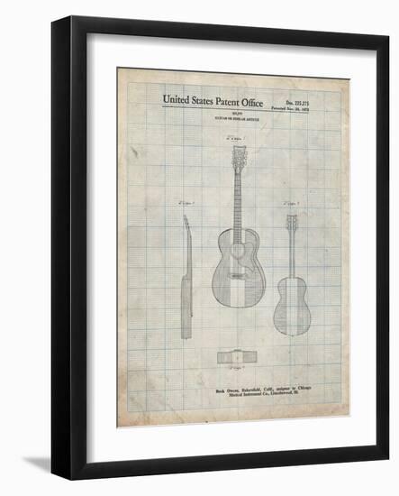 PP306-Antique Grid Parchment Buck Owens American Guitar Patent Poster-Cole Borders-Framed Giclee Print