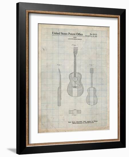 PP306-Antique Grid Parchment Buck Owens American Guitar Patent Poster-Cole Borders-Framed Giclee Print