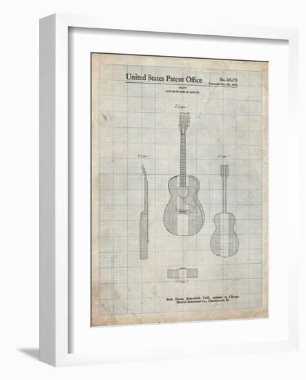 PP306-Antique Grid Parchment Buck Owens American Guitar Patent Poster-Cole Borders-Framed Giclee Print