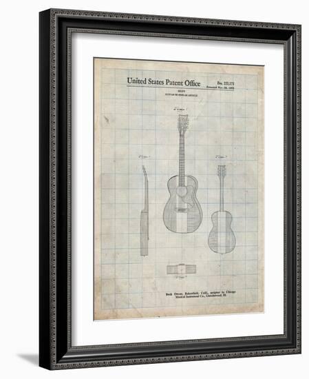 PP306-Antique Grid Parchment Buck Owens American Guitar Patent Poster-Cole Borders-Framed Giclee Print