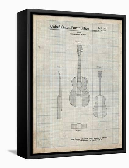 PP306-Antique Grid Parchment Buck Owens American Guitar Patent Poster-Cole Borders-Framed Premier Image Canvas