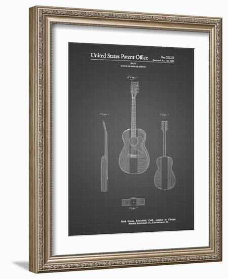 PP306-Black Grid Buck Owens American Guitar Patent Poster-Cole Borders-Framed Giclee Print