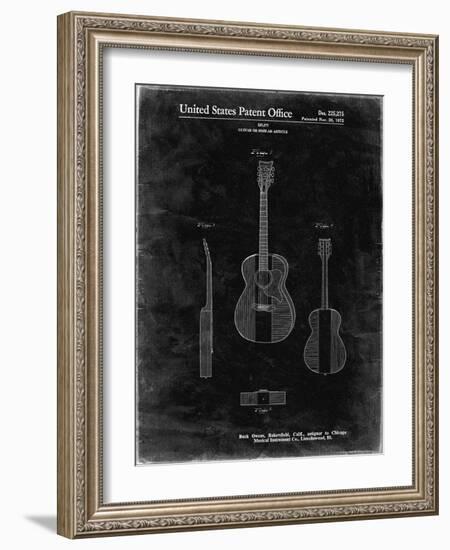 PP306-Black Grunge Buck Owens American Guitar Patent Poster-Cole Borders-Framed Giclee Print