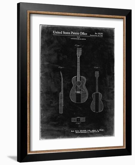 PP306-Black Grunge Buck Owens American Guitar Patent Poster-Cole Borders-Framed Giclee Print