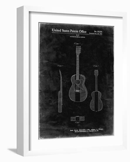 PP306-Black Grunge Buck Owens American Guitar Patent Poster-Cole Borders-Framed Giclee Print