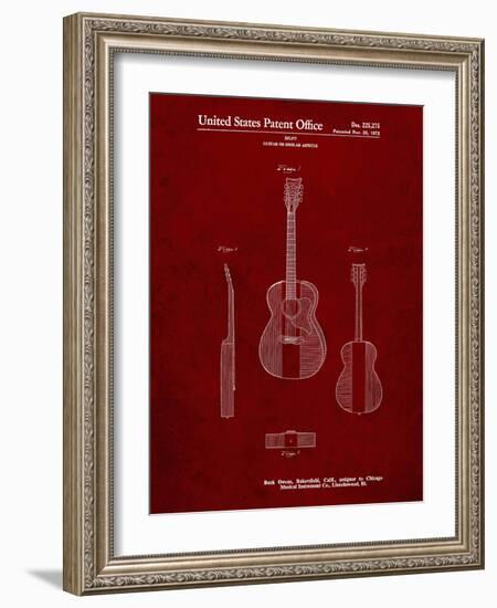 PP306-Burgundy Buck Owens American Guitar Patent Poster-Cole Borders-Framed Giclee Print