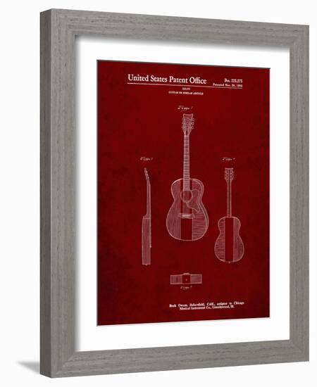 PP306-Burgundy Buck Owens American Guitar Patent Poster-Cole Borders-Framed Giclee Print