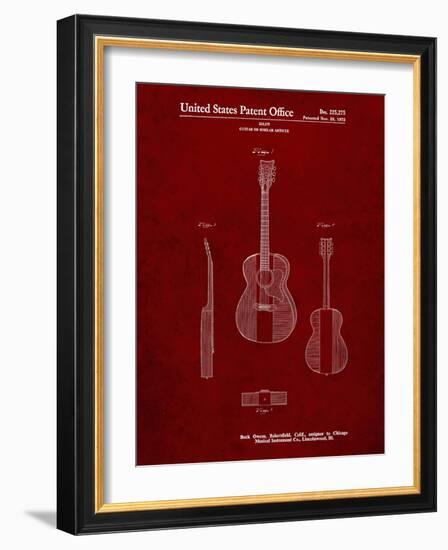 PP306-Burgundy Buck Owens American Guitar Patent Poster-Cole Borders-Framed Giclee Print