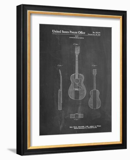 PP306-Chalkboard Buck Owens American Guitar Patent Poster-Cole Borders-Framed Giclee Print