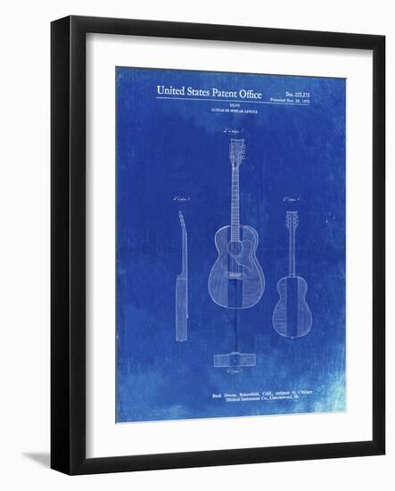 PP306-Faded Blueprint Buck Owens American Guitar Patent Poster-Cole Borders-Framed Giclee Print