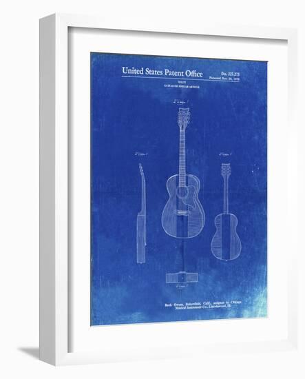 PP306-Faded Blueprint Buck Owens American Guitar Patent Poster-Cole Borders-Framed Giclee Print