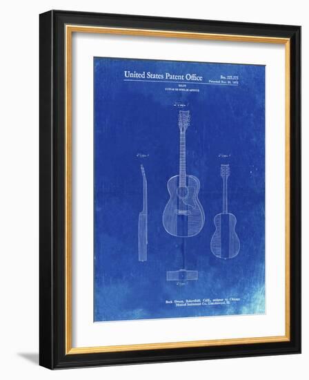 PP306-Faded Blueprint Buck Owens American Guitar Patent Poster-Cole Borders-Framed Giclee Print