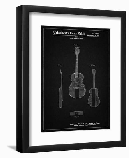 PP306-Vintage Black Buck Owens American Guitar Patent Poster-Cole Borders-Framed Giclee Print