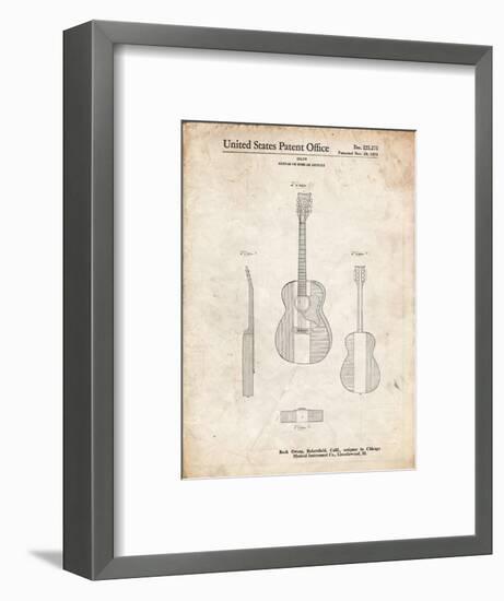 PP306-Vintage Parchment Buck Owens American Guitar Patent Poster-Cole Borders-Framed Giclee Print