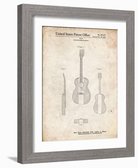 PP306-Vintage Parchment Buck Owens American Guitar Patent Poster-Cole Borders-Framed Giclee Print