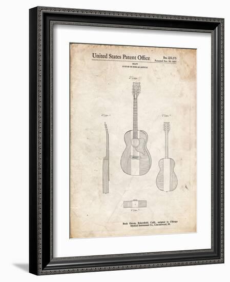 PP306-Vintage Parchment Buck Owens American Guitar Patent Poster-Cole Borders-Framed Giclee Print