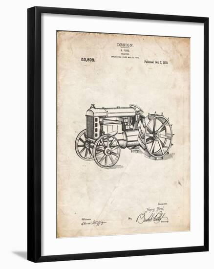 PP310-Vintage Parchment Fordson Tractor Patent Poster-Cole Borders-Framed Giclee Print