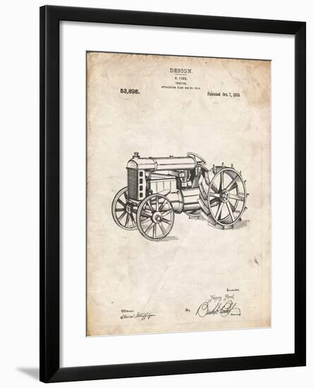 PP310-Vintage Parchment Fordson Tractor Patent Poster-Cole Borders-Framed Giclee Print