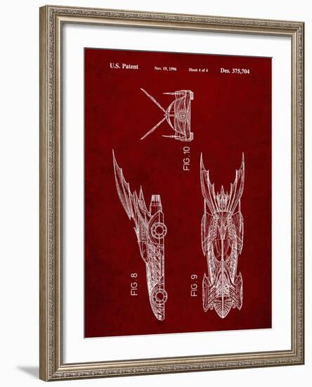 PP311-Burgundy Batman and Robin Batmobile Patent Poster-Cole Borders-Framed Giclee Print