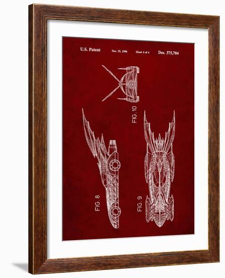 PP311-Burgundy Batman and Robin Batmobile Patent Poster-Cole Borders-Framed Giclee Print