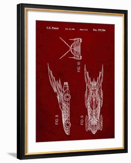 PP311-Burgundy Batman and Robin Batmobile Patent Poster-Cole Borders-Framed Giclee Print