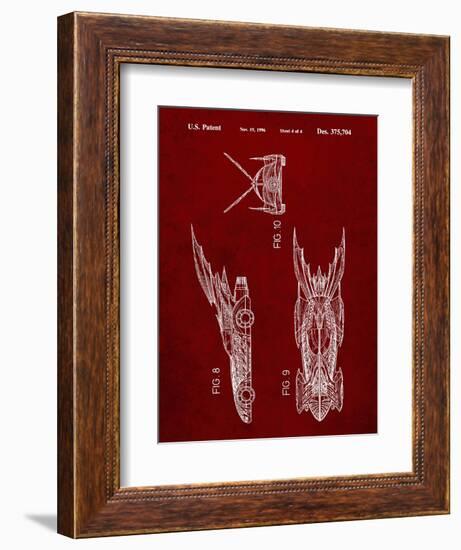 PP311-Burgundy Batman and Robin Batmobile Patent Poster-Cole Borders-Framed Giclee Print