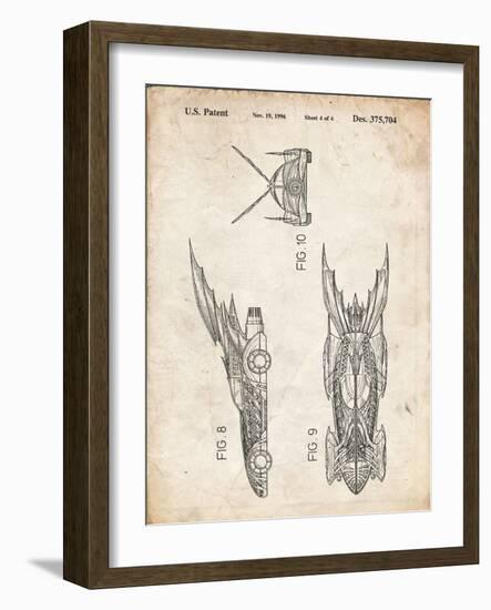 PP311-Vintage Parchment Batman and Robin Batmobile Patent Poster-Cole Borders-Framed Giclee Print