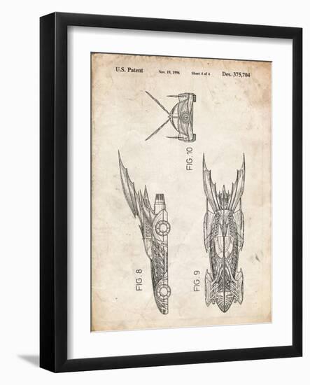 PP311-Vintage Parchment Batman and Robin Batmobile Patent Poster-Cole Borders-Framed Giclee Print