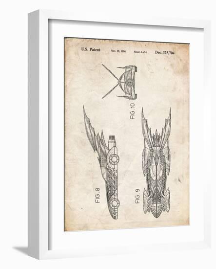 PP311-Vintage Parchment Batman and Robin Batmobile Patent Poster-Cole Borders-Framed Giclee Print