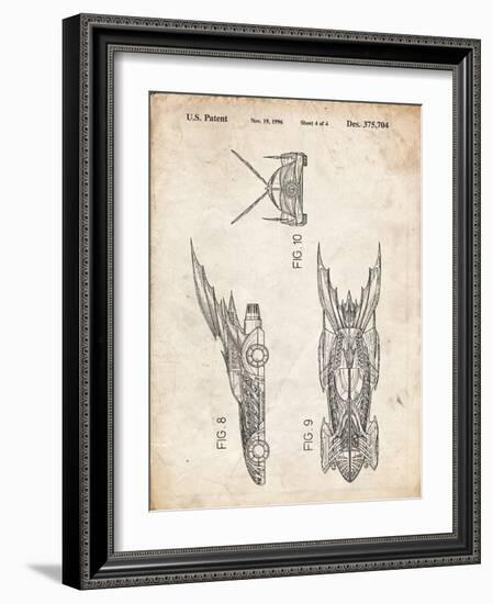 PP311-Vintage Parchment Batman and Robin Batmobile Patent Poster-Cole Borders-Framed Giclee Print