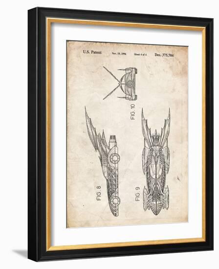 PP311-Vintage Parchment Batman and Robin Batmobile Patent Poster-Cole Borders-Framed Giclee Print