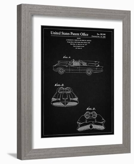 PP316-Vintage Black Batman TV Batmobile Patent Poster-Cole Borders-Framed Giclee Print