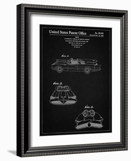 PP316-Vintage Black Batman TV Batmobile Patent Poster-Cole Borders-Framed Giclee Print