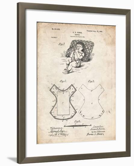 PP317-Vintage Parchment Cloth Baby Diaper Patent Poster-Cole Borders-Framed Giclee Print