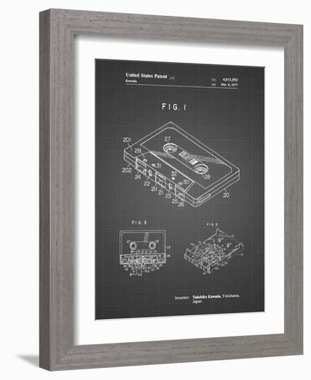 PP319-Black Grid Cassette Tape Patent Poster-Cole Borders-Framed Giclee Print