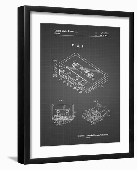 PP319-Black Grid Cassette Tape Patent Poster-Cole Borders-Framed Giclee Print