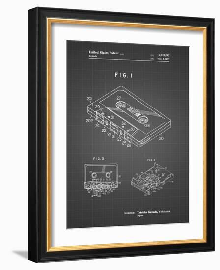 PP319-Black Grid Cassette Tape Patent Poster-Cole Borders-Framed Giclee Print