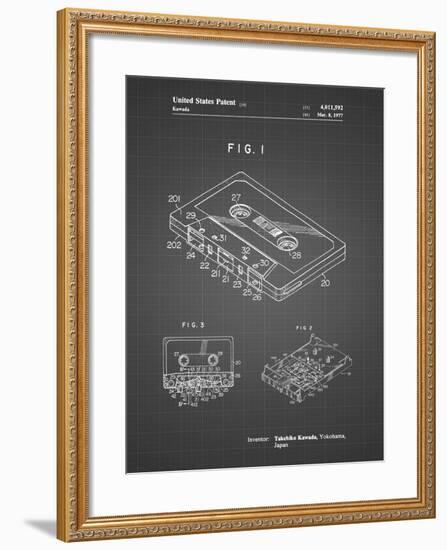 PP319-Black Grid Cassette Tape Patent Poster-Cole Borders-Framed Giclee Print