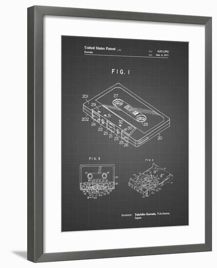 PP319-Black Grid Cassette Tape Patent Poster-Cole Borders-Framed Giclee Print