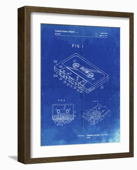 PP319-Faded Blueprint Cassette Tape Patent Poster-Cole Borders-Framed Giclee Print
